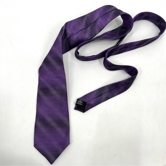 AXIST Men's Purple 3" Stripe Retro 100% Silk Tie - Picture 6 of 9